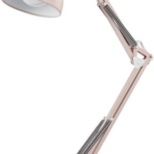 GLOBE Electric 52028 28" Swing Arm Architect Desk Lamp, Matte Rose Finish, White Accents, Rotary Switch on Shade, Partially Adjustable Arm, Modern Lighting for Bedroom or Office, E26 Base